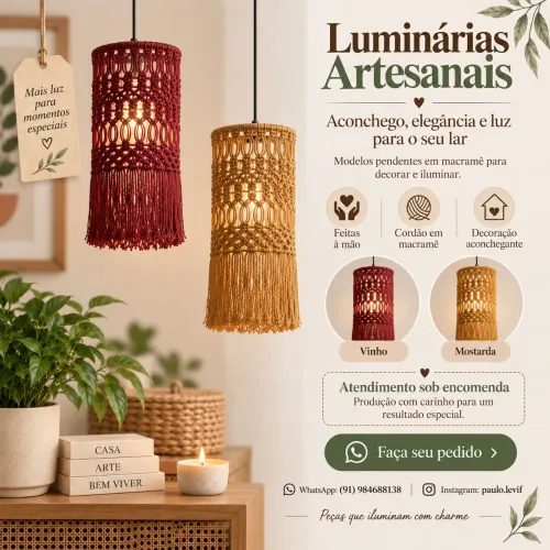 Luminária pendante rústica - modelo covo
