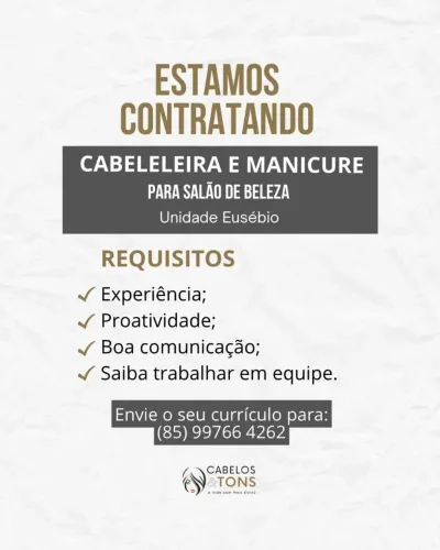 VAGA DE EMPREGO PARA SALÃO DE BELEZA