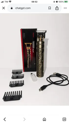 Máquina de Acabamento Profissional com 4 Pentes e Cabo USB