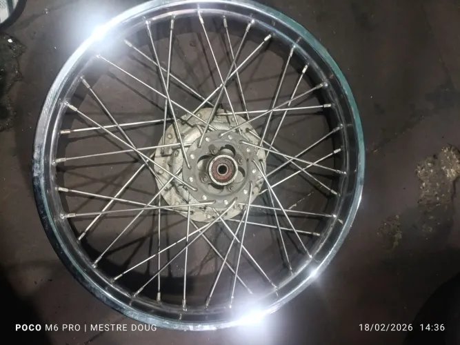 Jante completa dianteira raios inox ,frei tambor