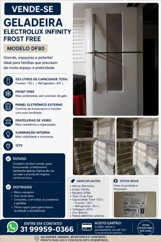 Geladeira Electrolux Infinity DF80 Frost Free 553 Litros 