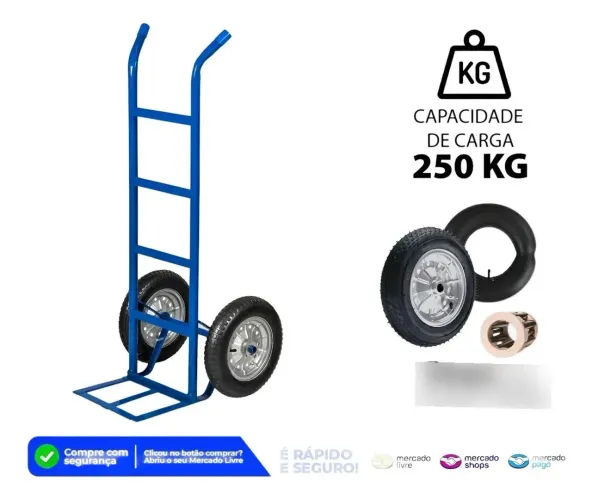 Carrinho Carro Armazém Para Cargas 250kg C/rolamento Metalos