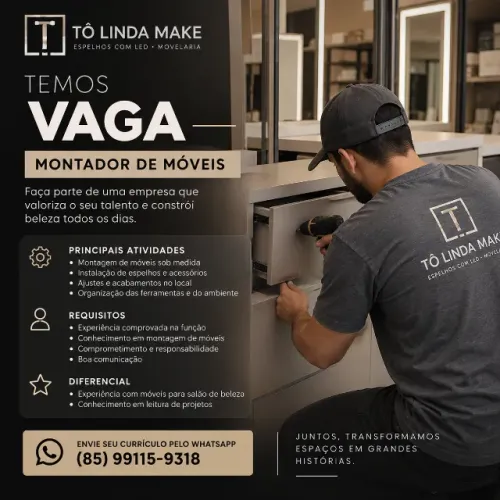 OPORTUNIDADE DE TRABALHO | MONTADOR DE MÓVEIS