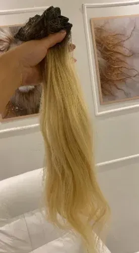 Lindo e novo cabelo humano 55 cm loiro platinado 1.100,00