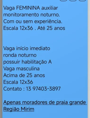 Vaga início imediato