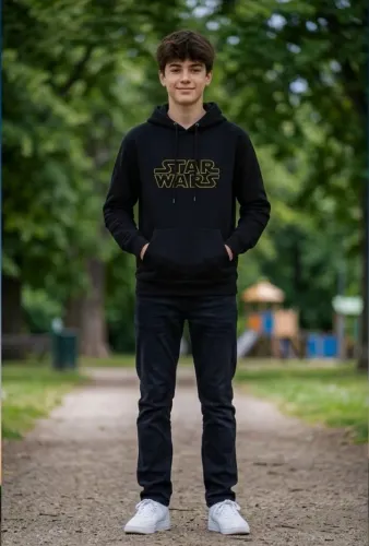 Moletom Star Wars com capuz regulável e bolso modelo canguru