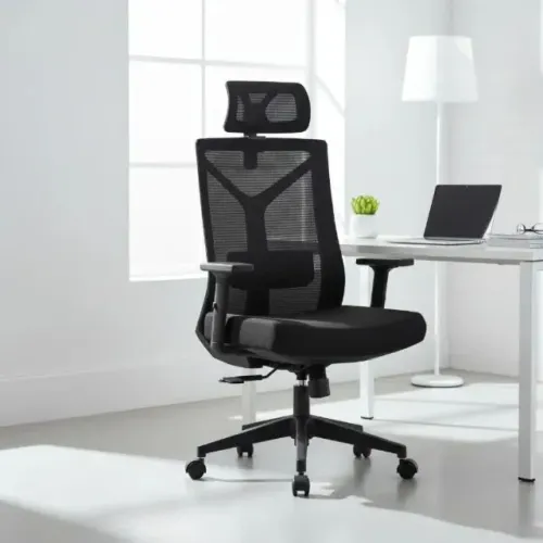 Poltrona Presidente Tela Odin Giratória Preta Conforto Ergonômico Escritório 32870