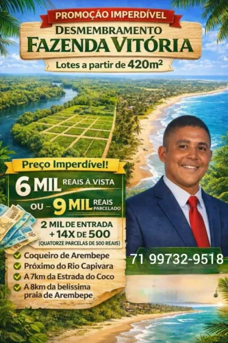(Atualiz.)Vendo - Lotes de 1000 m² - Arembepe