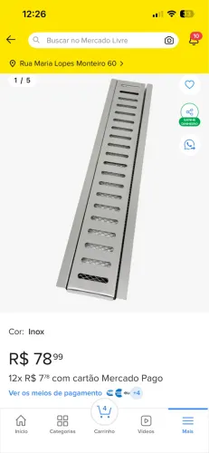 Ralo linear 10x60 inox 304
