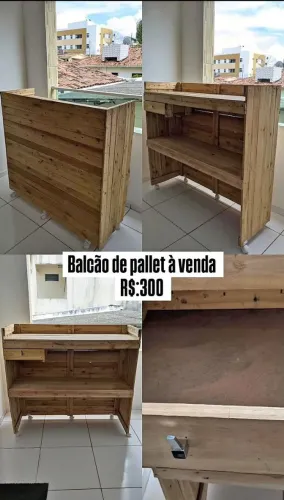 Vendo Balcão de Paletes semi novo, completo com uma prateleira interna, gaveta e rodinhas