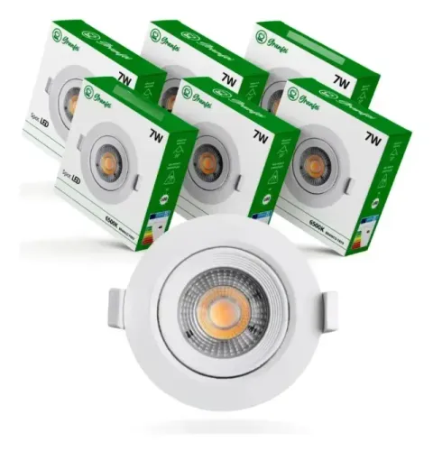Kit 8 Spot Luminária 7w Qd Rd Frio 6500k