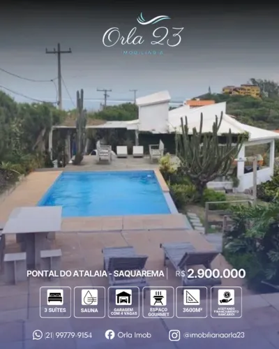 ORLA 23 IMOBILIÁRIA VENDE, ARRAIAL DO CABO! Mansão em Condomínio no Pontal do Atalaia