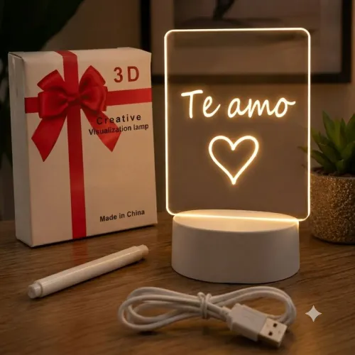 Luminária LED 3D Personalizável - Escreva, Apague e Recomece!