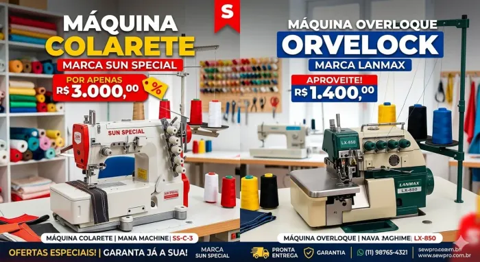 Vende-se uma Máquina Overlock e uma Máquina Colarete 