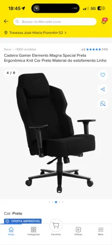 Cadeira elements Magna braços 4D Linho premium 