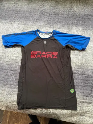 Rash Guard Azul Gracie Barra Original Jiu-Jítsu Manga Curta Tam. G