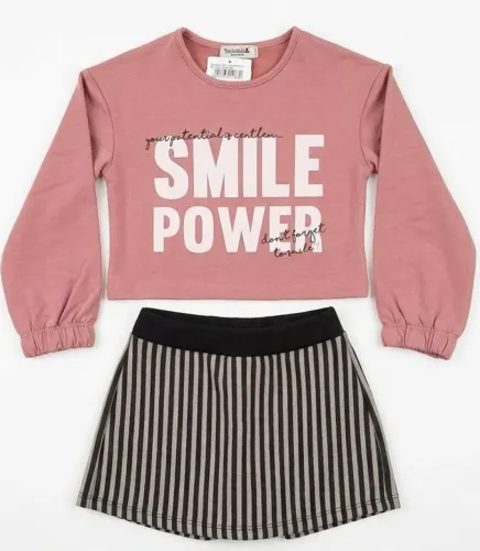 Conj. Kukiê Blusa Flanelada e shorts saia listrada Tam.6 
