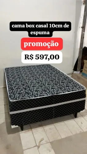 cama box casal R$ 597 PROMOÇÃO com 10cm de espuma reforçada