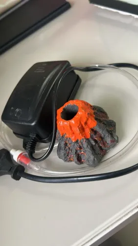 Efeito vulcão + compressor de ar aquário