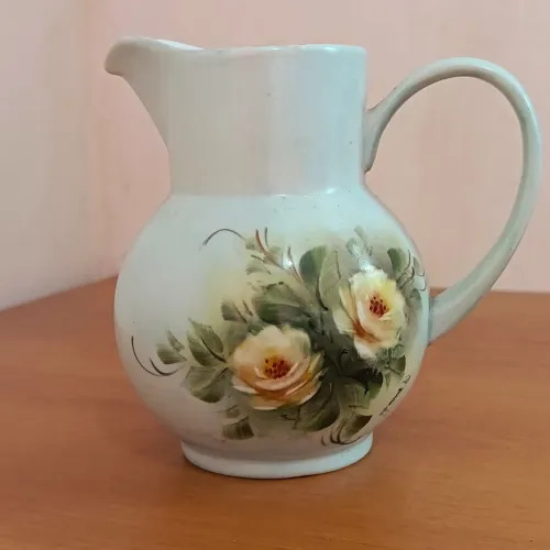 Jarra Ânfora em Porcelana Schmidt Pintada a Mão com Flores 14cm