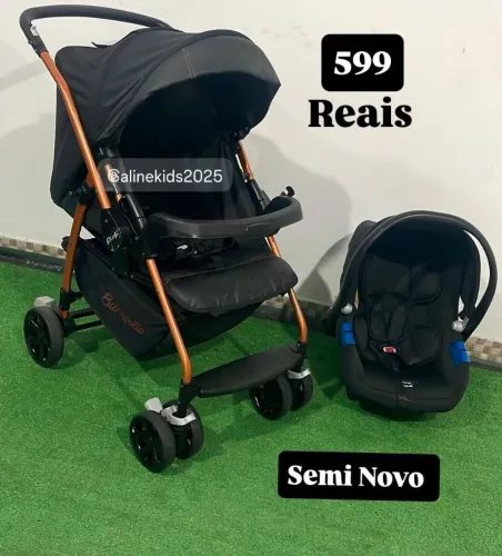Carrinho (com alça Reversível) e bebê conforto - Burigotto
