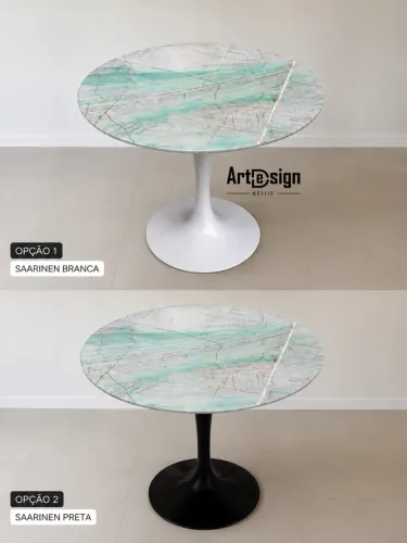 Mesa saarinen quartzito verde esmeralda 95cm