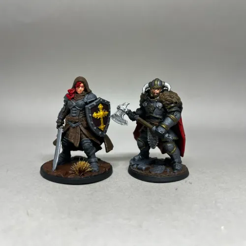Kit 2 Miniaturas Guerreiros Medievais RPG Board Games