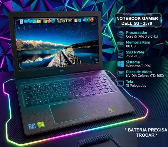Notebook Gamer Dell G3 - Core i5 (8ª Ger) - Memoria Ram 12 GB - Geforce GTX 1050