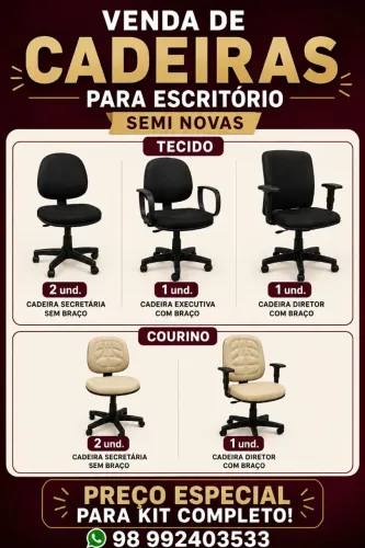 Jogo de cadeiras para escritório