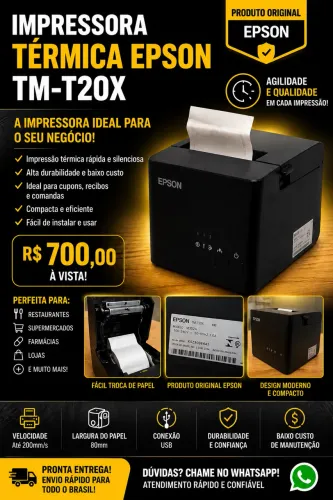 Impressora Térmica Epson TM-T20X - Excelente Estado | Pronta para Uso