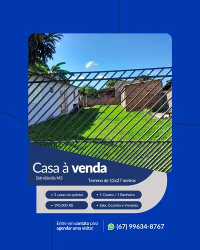 Casa a Venda. Sidrolândia MS