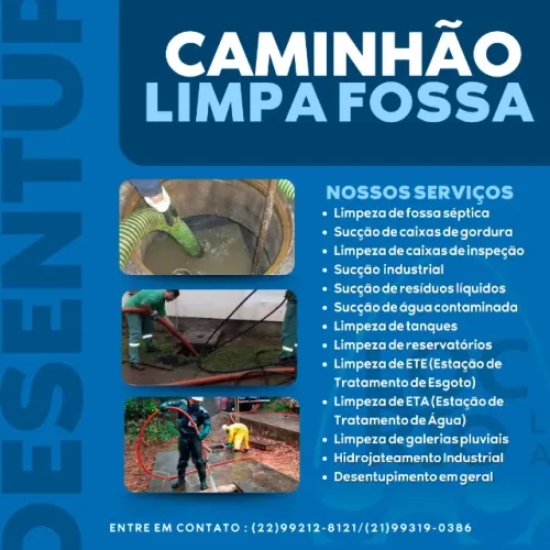 SERVIÇO DE CAMINHÃO LIMPA FOSSA + HIDROJATO