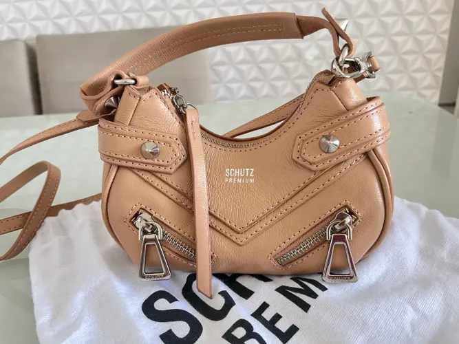 bolsa schutz suri triangle couro bege