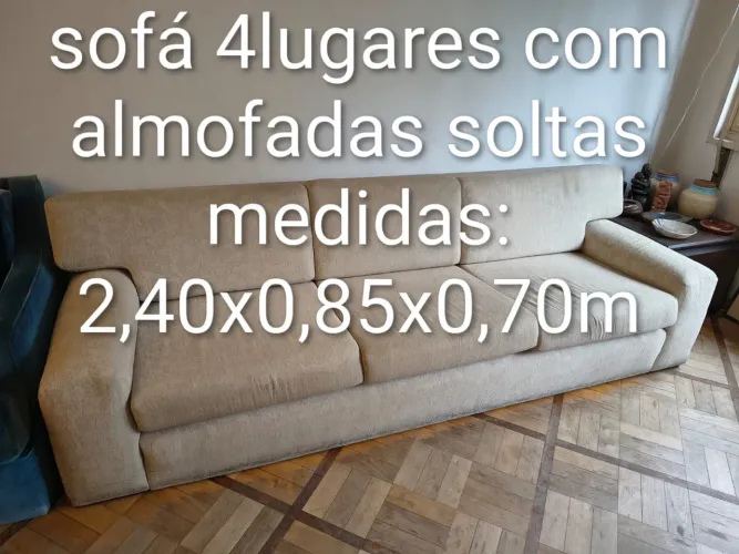 DOIS Sofás de 4 lugares com almofadas soltas 2,40x0,85x0,70m
