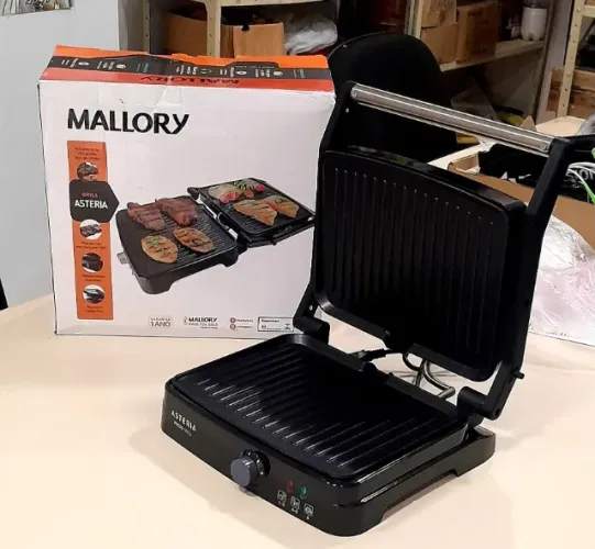 Grill Asteria Mallory Inox Preto Compact 1270 WATT 127 VAC abertura 180 graus.
