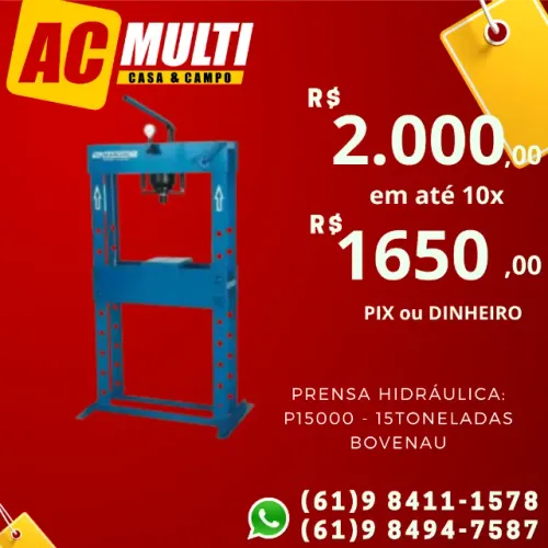 Prensa Hidráulica: P15000 - 15 TONELADAS  Bovenau