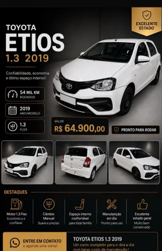Toyota Etios X 1.3 Flex 16V 5P Mec. 2019
