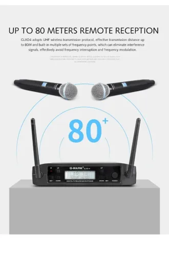 Microfone sem fio DUPLO  G-MARK glxd4 sistema uhf profissional lacrado