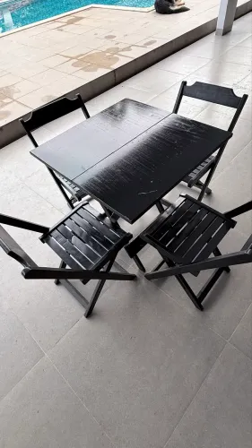 Conjunto de mesa de madeira dobrável