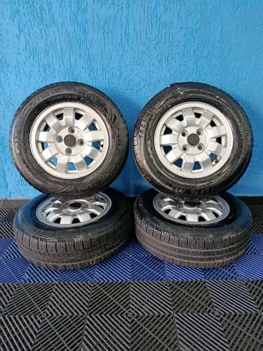 4 Roda+pneu+todos os parafusos das rodas Aro 13 Gol Gl Voyage Parati 88/92 Original