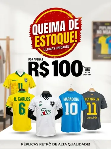 QUEIMA DE ESTOQUE - CAMISAS DE FUTEBOL RETRÔ (NOVAS COM ETIQUETA)