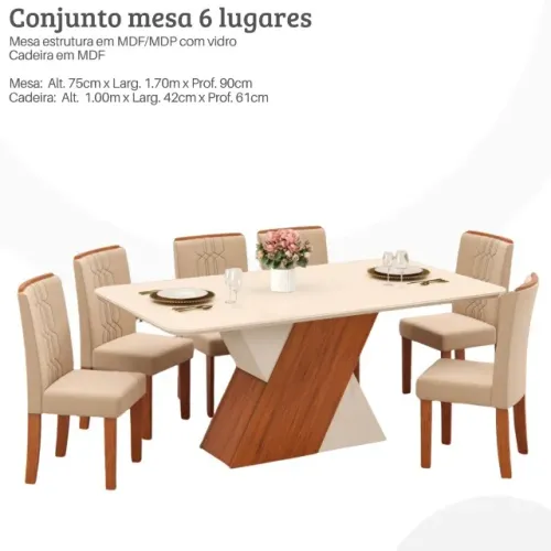 Mesa de Jantar com 6 cadeiras