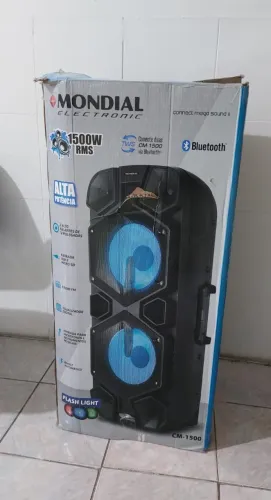 CAIXA DE SOM AMPLIFICADA MONDIAL CM-1500 BLUETOOTH 1500W USB PRETA BIVOLT