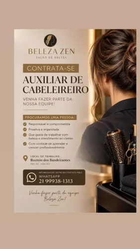 Auxiliar de cabeleireiro ou escovista
