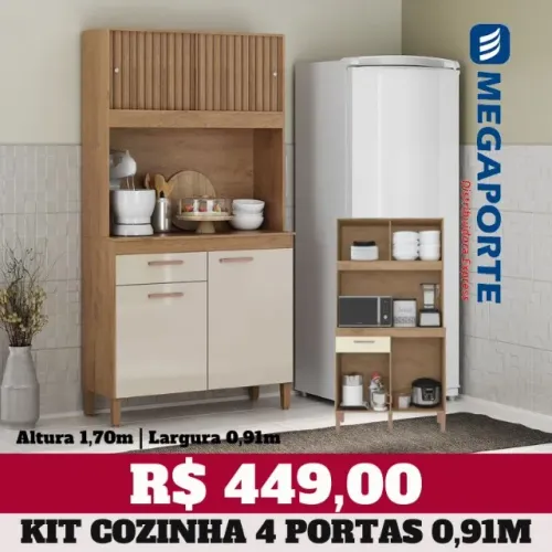 Armário de Cozinha Kit 4 Portas 1 Gaveta (Novo) Entrega Grátis!
