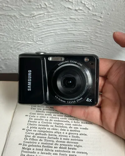 cybershot samsung es25 azul escuro completa - pronta pra uso!