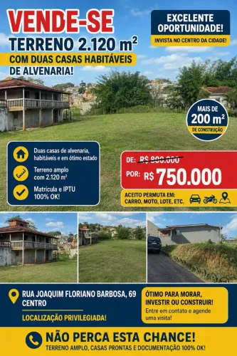 Terreno com duas casas no centro!