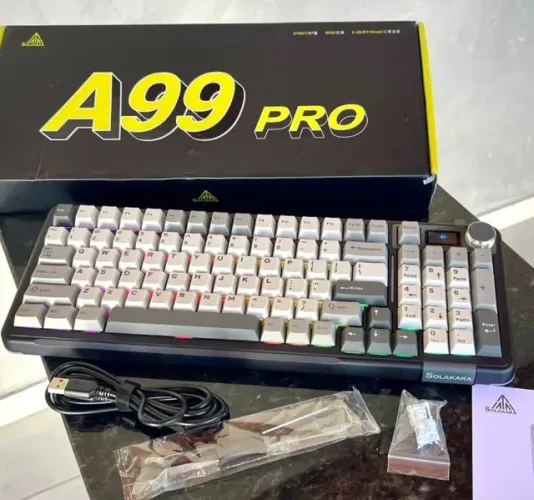 Teclado Mecânico Solakaka A99 Pro - com Tela LCD, RGB, Bluetooth, USB-C - 99 Teclas