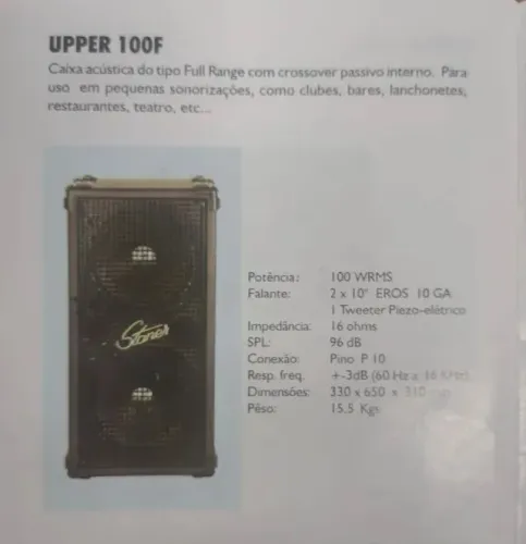 Caixa acústica Staner UPPER 100F Passiva ,Loud  APL 250 série 
