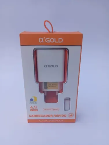 Kit Carregador Tipo-c A'gold 2 Entradas Usb Rápido 4.1a Cor Branco